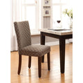 Copper Grove Quince Blue Chocolate Damask Diamond Fabric Dining Chair