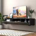Modern Particle Board Mdf Floating Entertainment Center With Drop Down Storage Cabinets Black By Gdfstudio