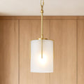 Modern Pendant Light With Frosted Glass Shade Adjustable Height Compatible With Flat Vaulted Curved Ceilings E26 Base Max 60W