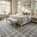 Modern Plaid Checkered Geometric Area Rug Faux Wool Washable Oeko Tex Certified