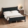 Modern Platform Bed With Headboard And Footboard Wood Grain Flat Panel Bed Frame Shaker Farmhouse Style
