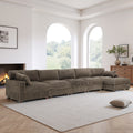 Modern Plush Corduroy Fabric Modular Sectional Sofa With Ottoman