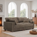Modern Plush Corduroy Loveseat Sofa Couch With Pillows