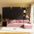 Modern Queen Murphy Bed With Sofa Storage Shelves Space Saving Wall Bed With Integrated Led Lights