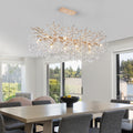 Modern Rectangular Chandelier 49.2 Gold Crystal Tree Branch Chandelier 14 Lights Luxury Raindrop Light For Dining Room
