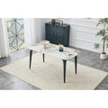 Modern Rectangular Dining Table Sintered Stone Tabletop With Sturdy Metal Base Heat Resistant Scratch Resistant Dining Table