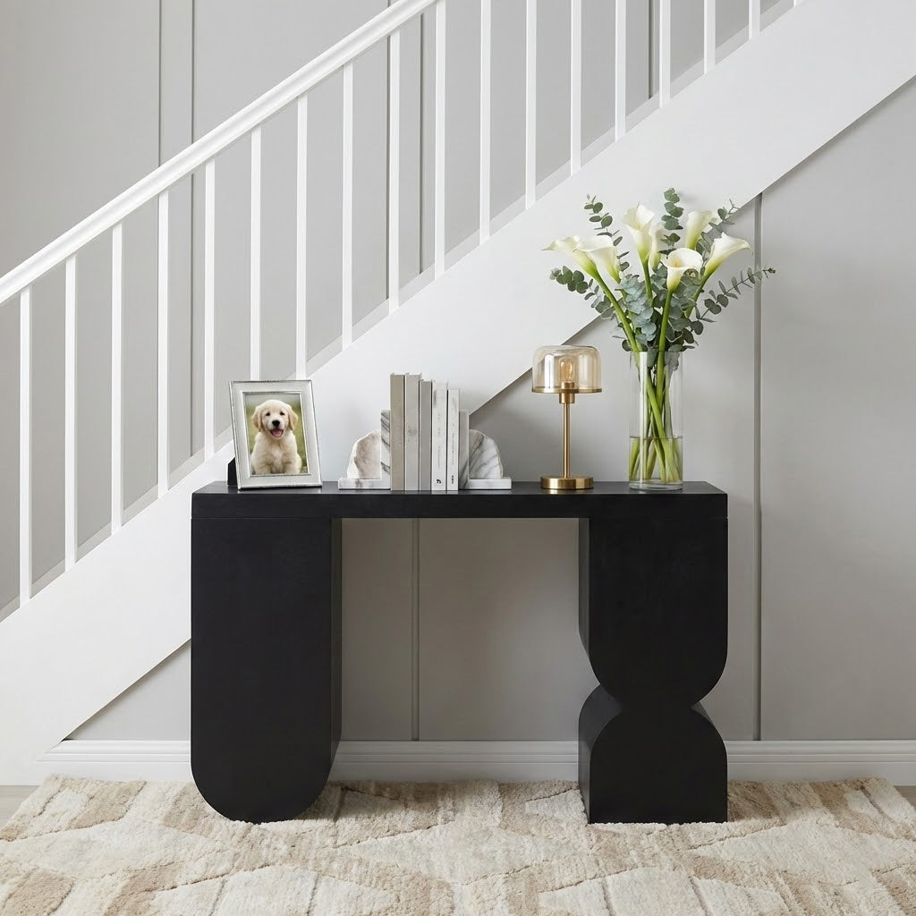 Modern Rectangular Mango Wood Console Table 46 Black 46.0