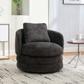 Modern Round 360 Swivel Barrel Accent Chair With Pillow Upholstered Comfy Barrel Armchair Single Club Sofa Chair