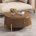 Modern Round Coffee Table With 2 Drawers Accent Table Side Table Cocktail Table End Table With Metal Legs