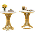 Modern Round End Table Faux Marble Side Table With Gold Metal Base
