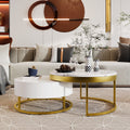 Modern Round Nesting Coffee Table With Drawers In White