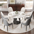 Modern Round Slate Kitchen Dining Table Black Pedesta And Turntable