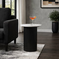 Modern Round Stone Top End Side Table With Mango Wood Base 22 22.25