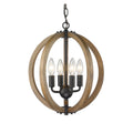 Modern Rustic Wooden 4 Light Mini Circle Orb Pendant