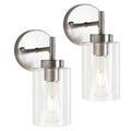 Modern Sand Nickel 1 Light Wall Lighting Fixture With Clear Glass Shade Set Of 2