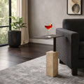 Modern Side Table With Travertine Block Base 22 Bronze Tan 22.0