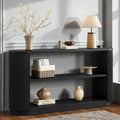 Modern Slim Entryway Console Table With Open Shelf Curved Fluted Wood Grain Design Narrow Sofa Table For Hallway