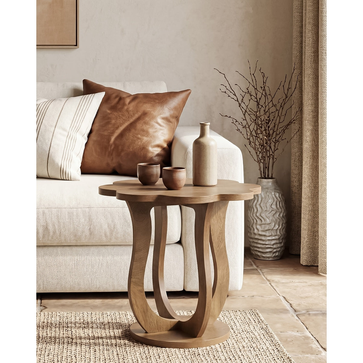 Modern Small Side Table 25.6 Flower Shaped Drink Table