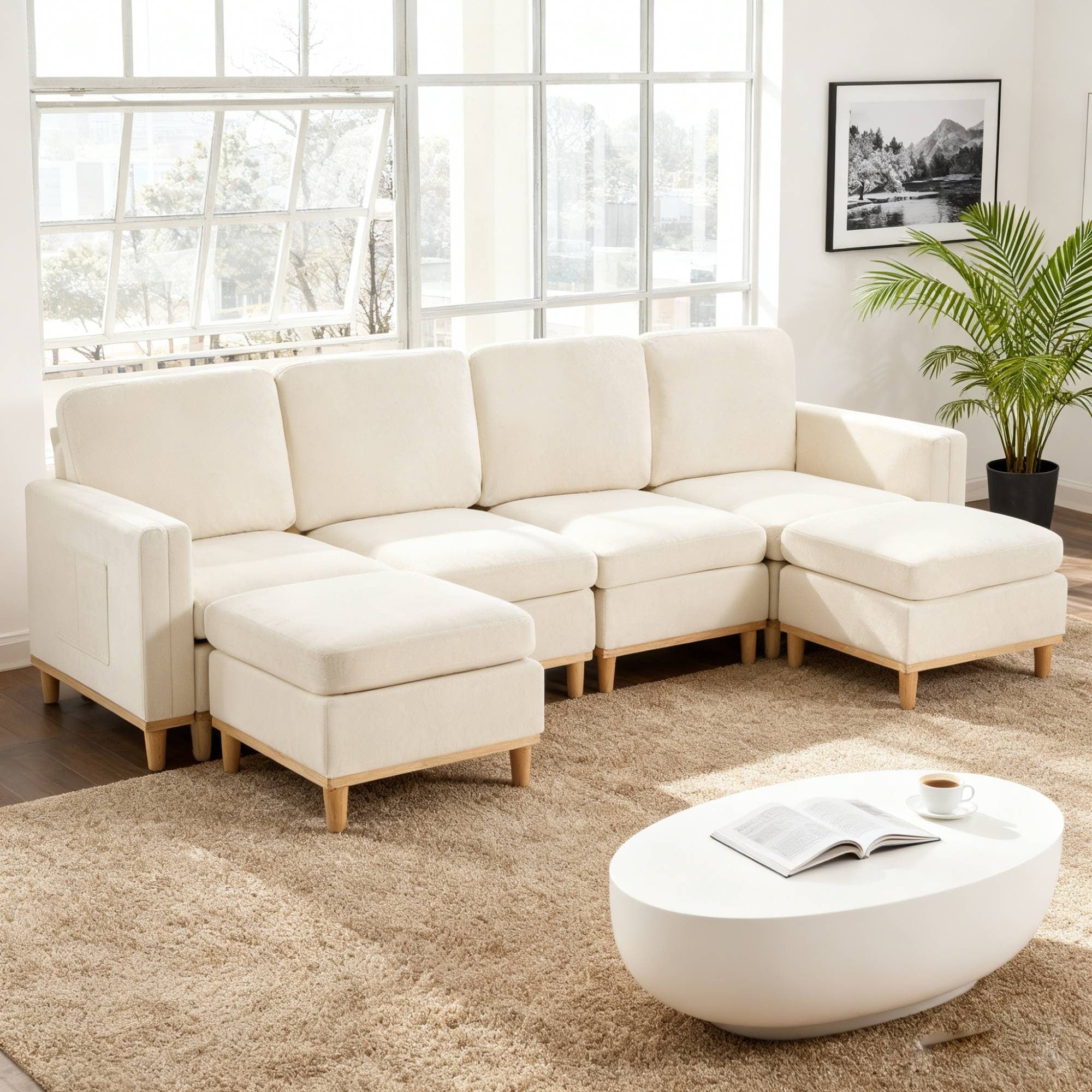 Modern Sofa Chair With Soft Padding Sectional Sofa For Living Room Office Dining Room