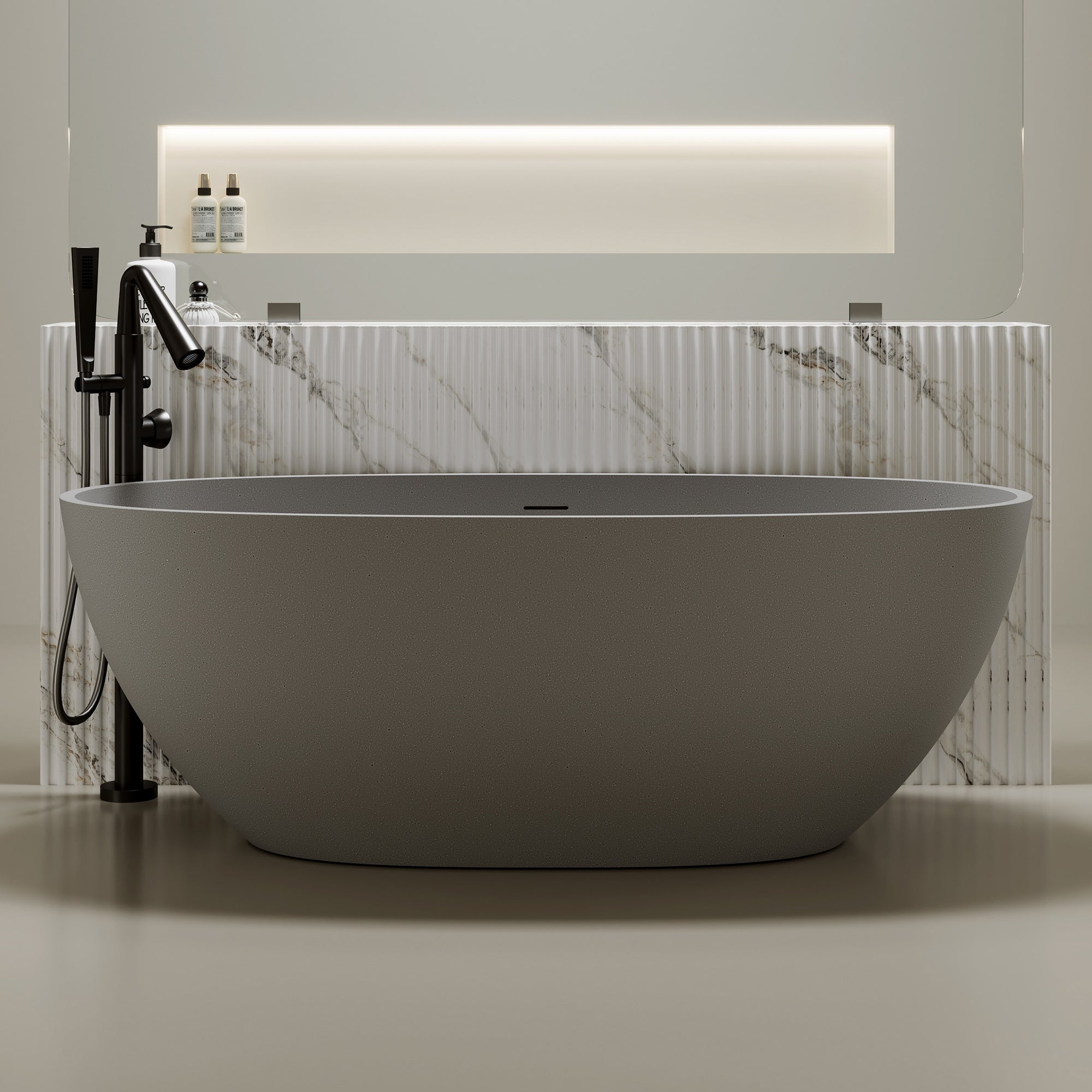 Modern Solid Surface Freestanding Bathtub Deep Soaking Comfort By Gdfstudio