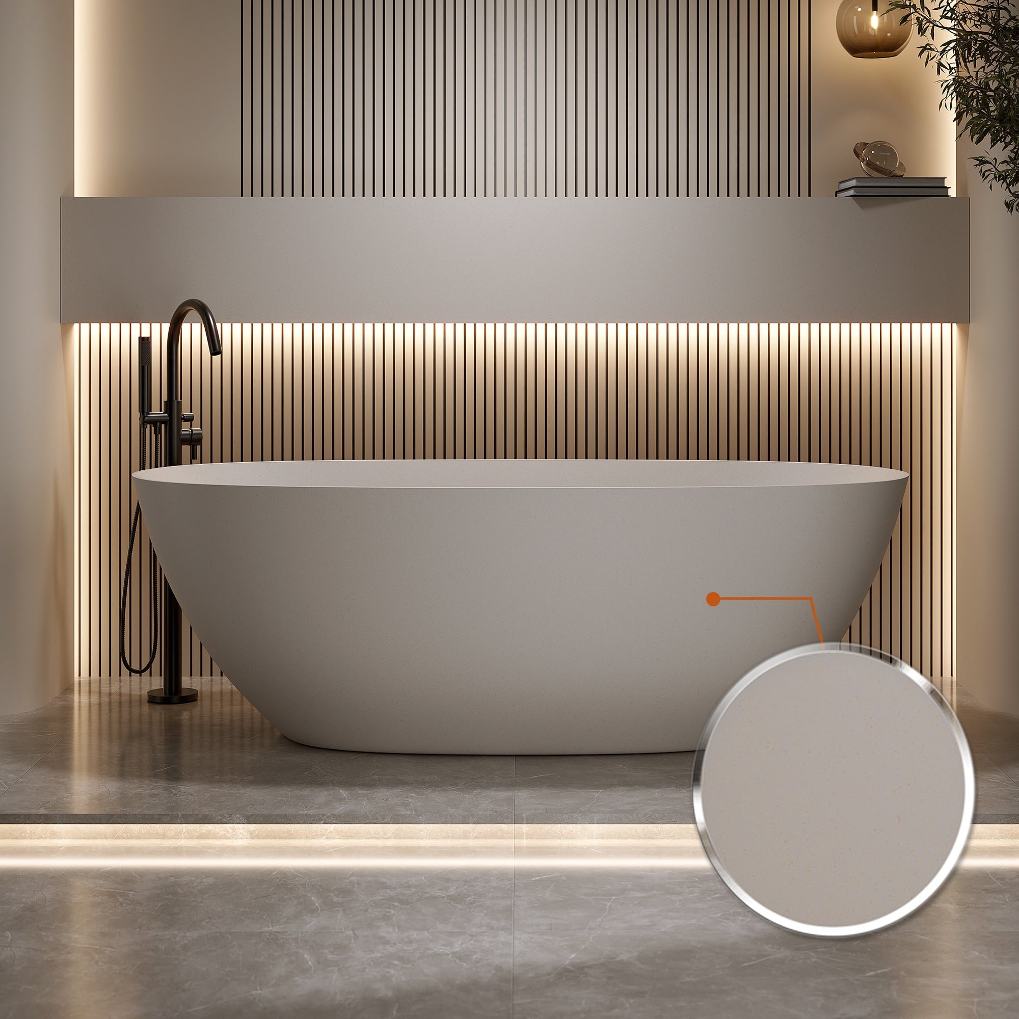 Modern Solid Surface Freestanding Bathtub Deep Soaking Comfort By Gdfstudio