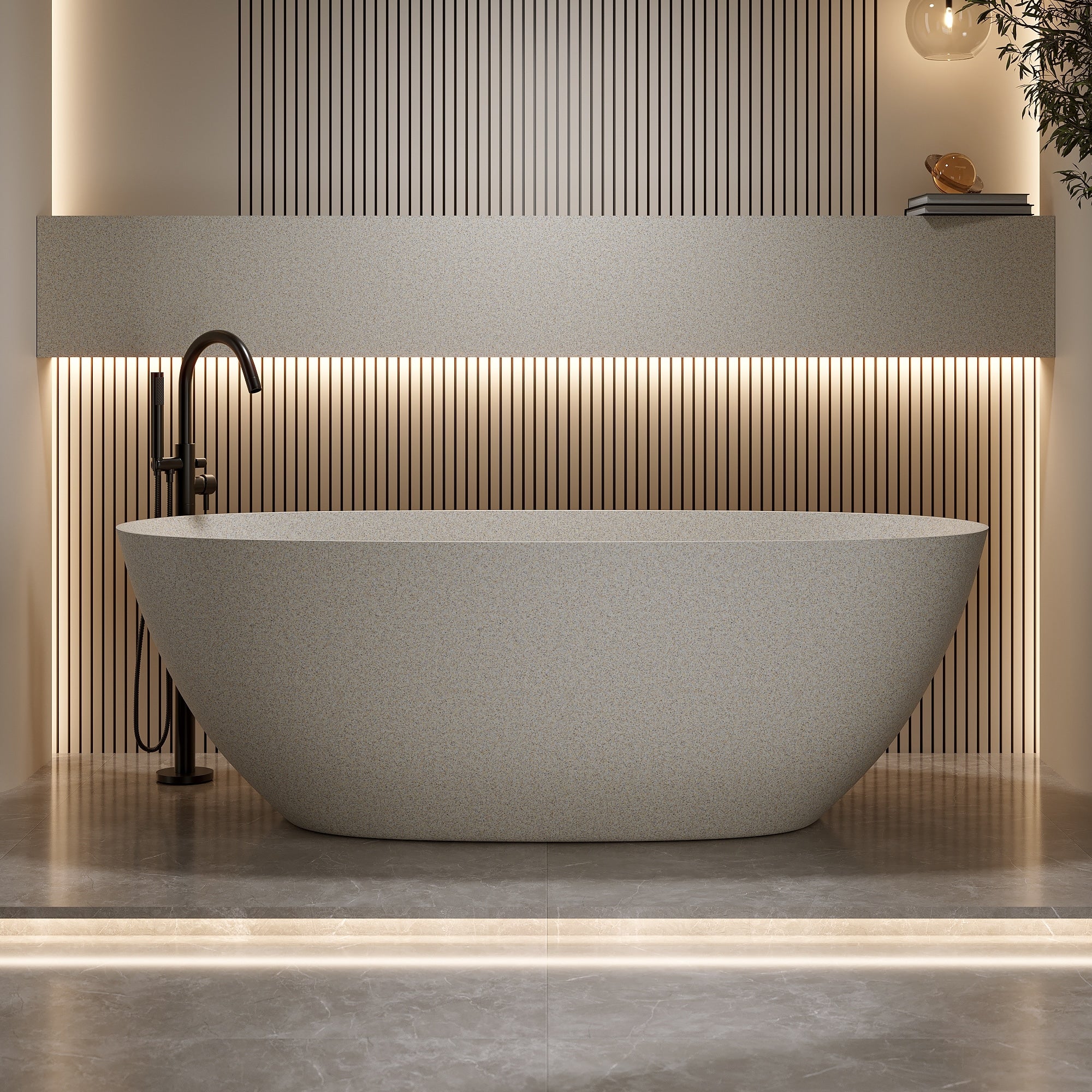 Modern Solid Surface Freestanding Bathtub Ergonomic Soaking Design By Gdfstudio