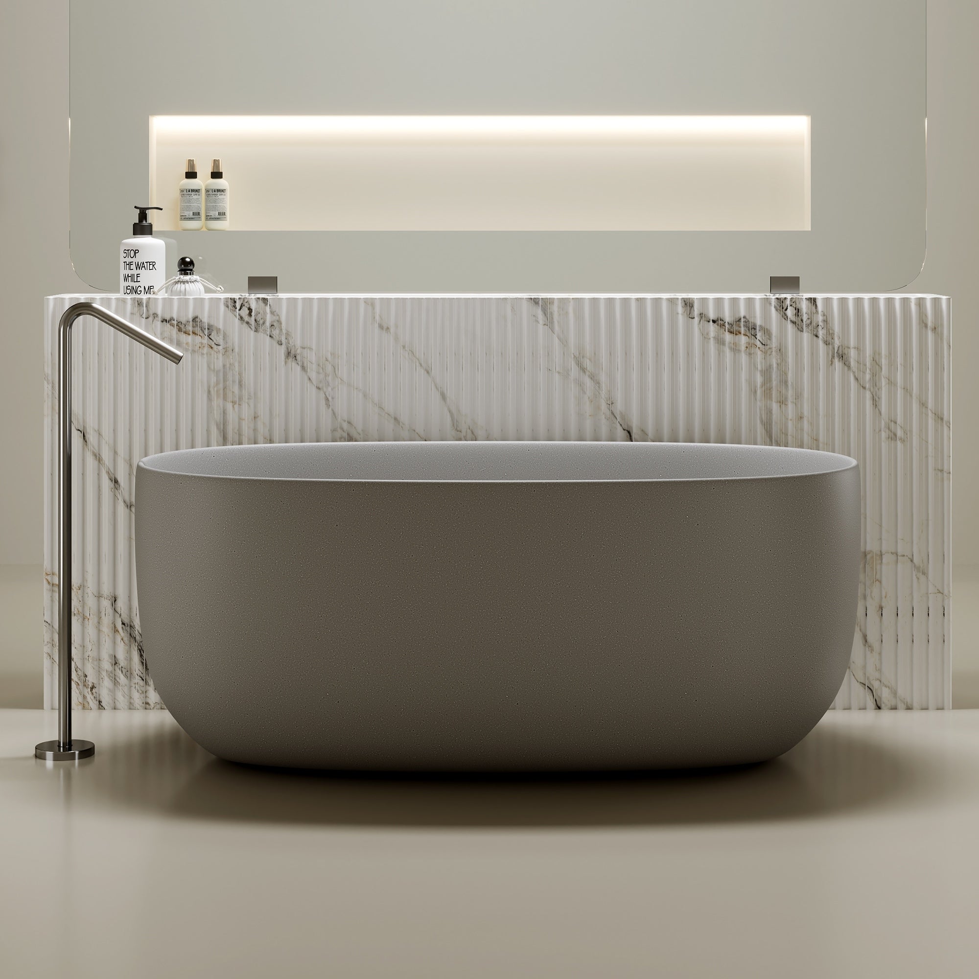 Modern Solid Surface Freestanding Bathtub Ergonomic Soaking Design By Gdfstudio