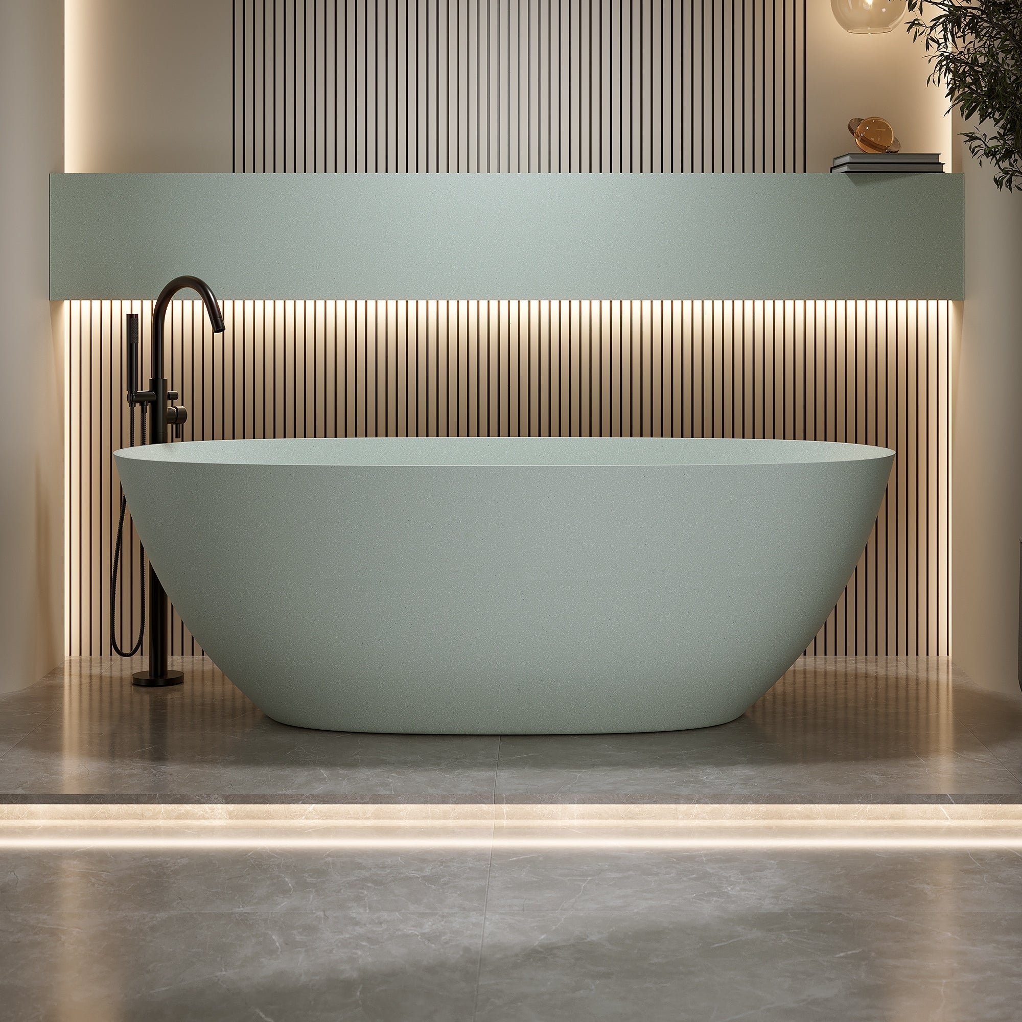 Modern Solid Surface Freestanding Bathtub Seamless Soaking Comfort By Gdfstudio