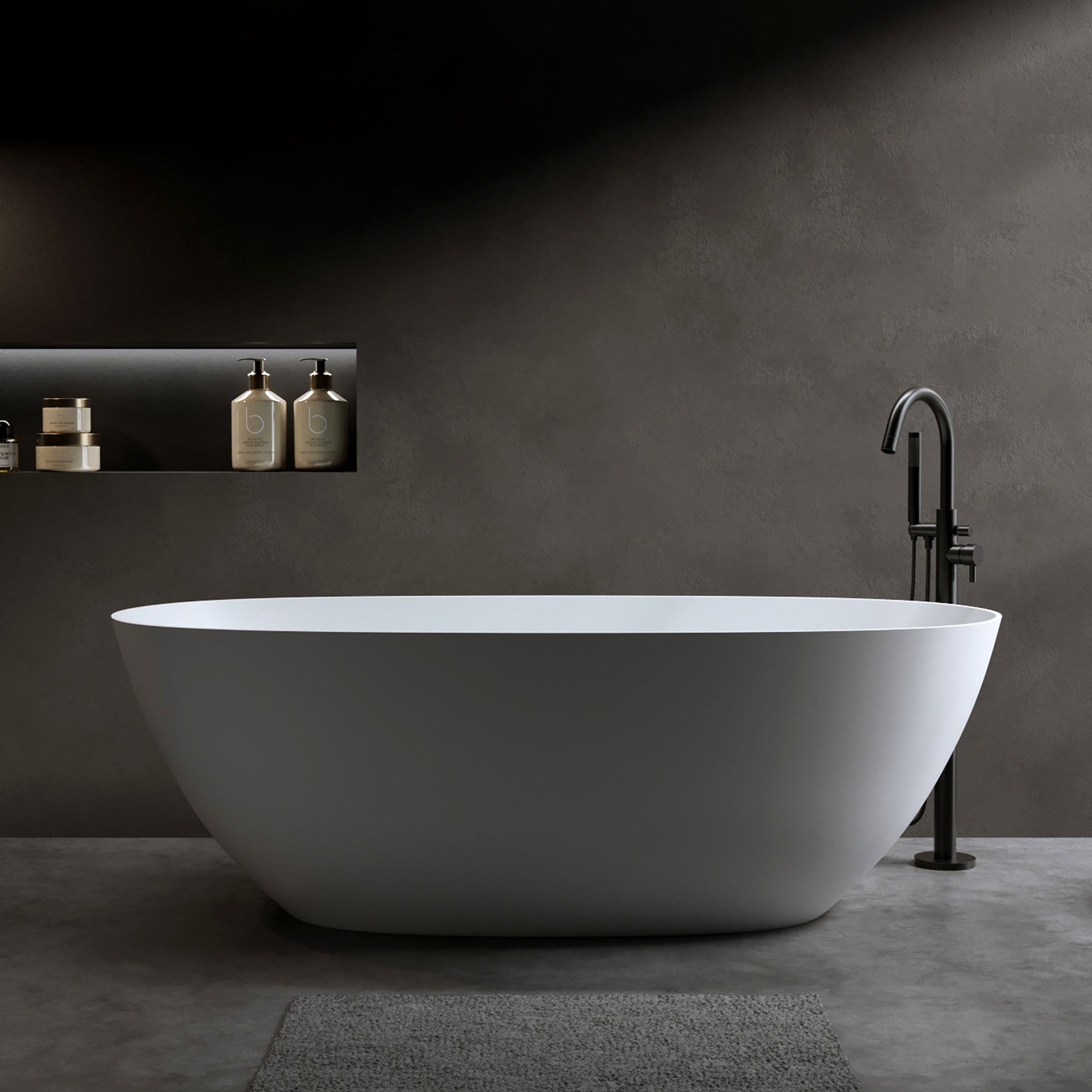 Modern Solid Surface Freestanding Bathtub Thick Edge Soaking Design By Gdfstudio