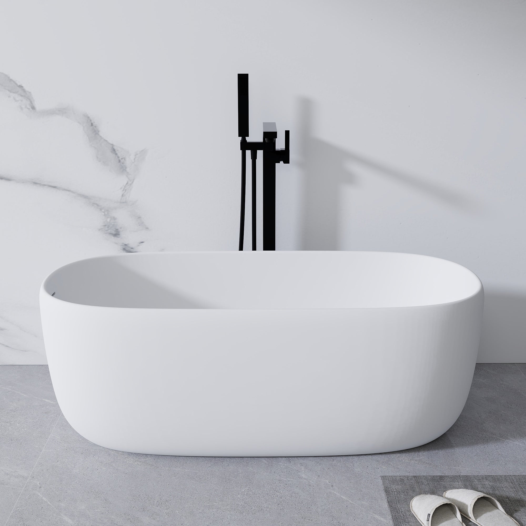 Modern Solid Surface Freestanding Bathtub Upgraded Drain System By Gdfstudio 51