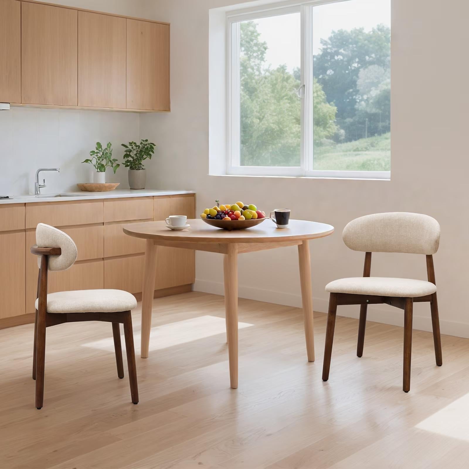 Modern Solid Wood Dining Chair With Upholstered Seat By Gdfstudio