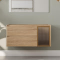 Modern Solid Wood Floating Bathroom Vanity Wall Mounted Storage Cabinet With Drawers Acrylic Door No Basin