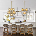Modern Sputnik Chandelier With Amber Globe Glass Shades