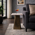 Modern Square Marble Side Table 22 Bronze Tan 21.75