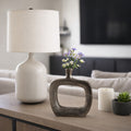 Modern Square Metal Bud Vase With Open Cut Out Tall Flower Vase