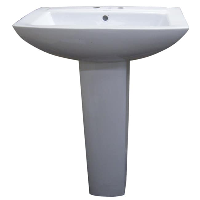 Fine Fixtures Modern Square White 4 Inch Spread Ceramic Pedestal Sink