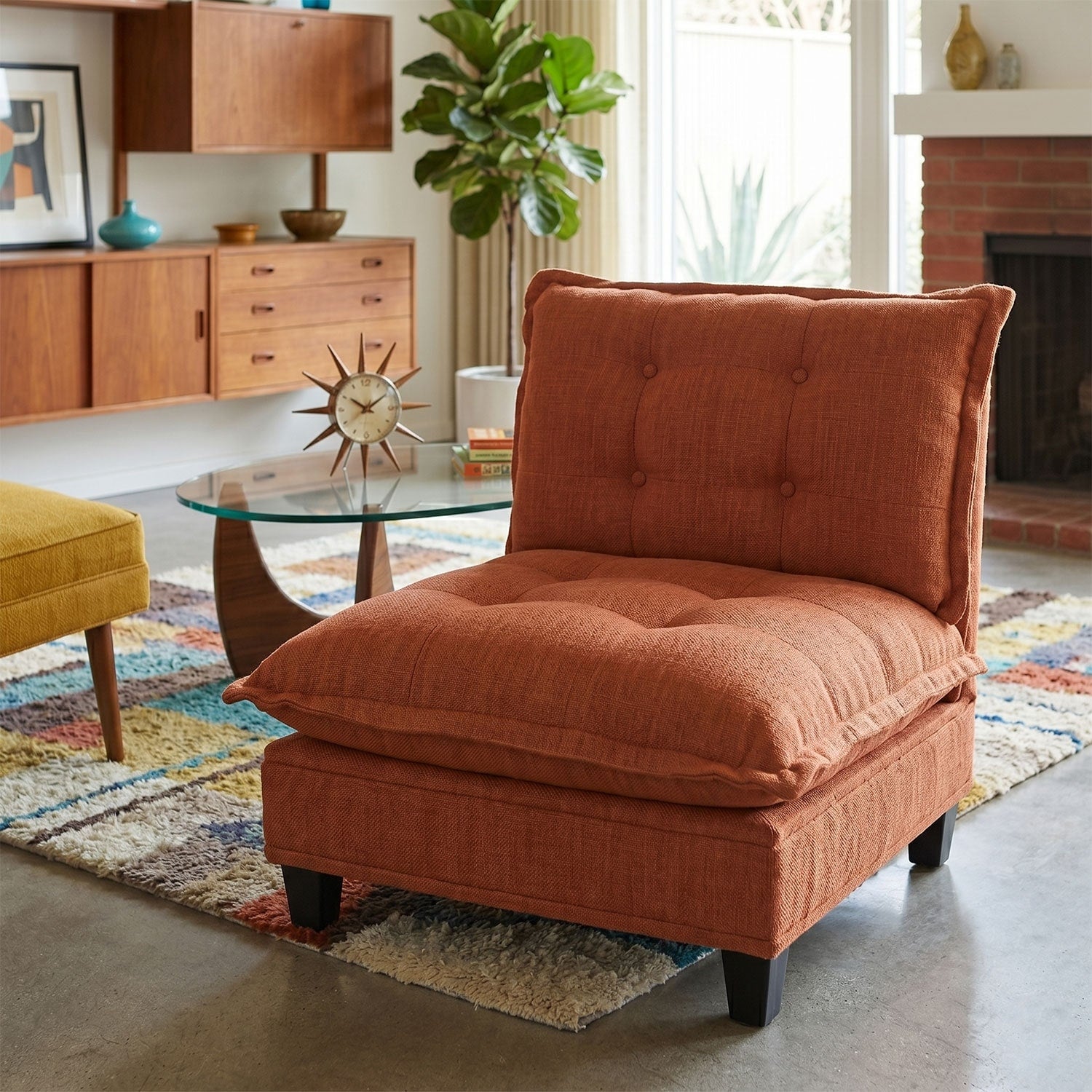 Modern Standard Back Chenille Slipper Chair 30.7Wx35.4Hx33.8D