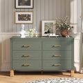 Modern Storage 6 Drawers Cabinet With Metal Handles And Solid Wood Legs