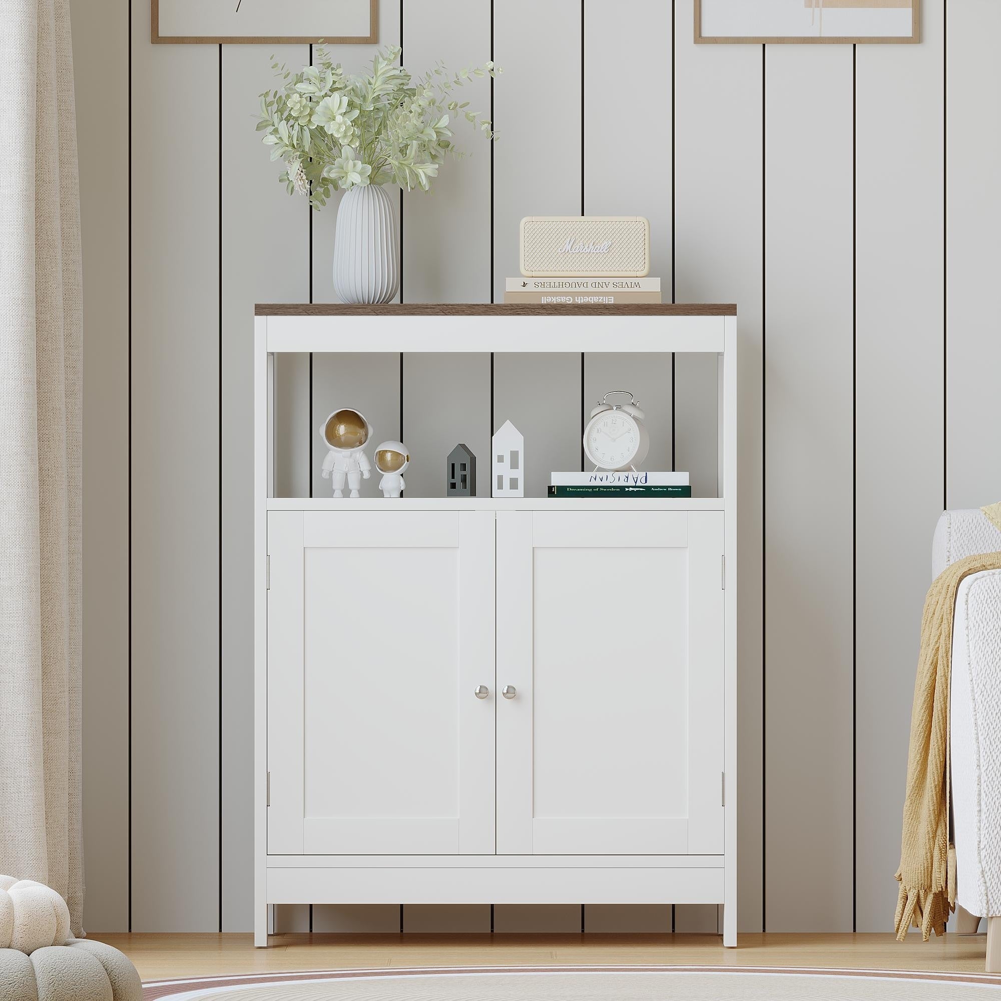 Modern Storage Cabinet Bathroom Cabinet With Double Doors Side Cabinet Accent Cabinet With Adjustable Shelf