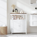 Modern Storage Cabinet With Double Doors Free Standing Bathroom Cabinet With Adjustable Shelf And Natural Wood Top