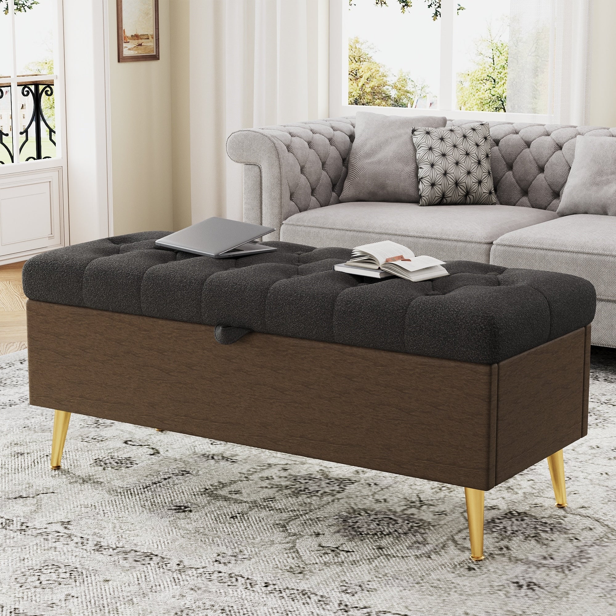 Modern Storage Ottoman Bench