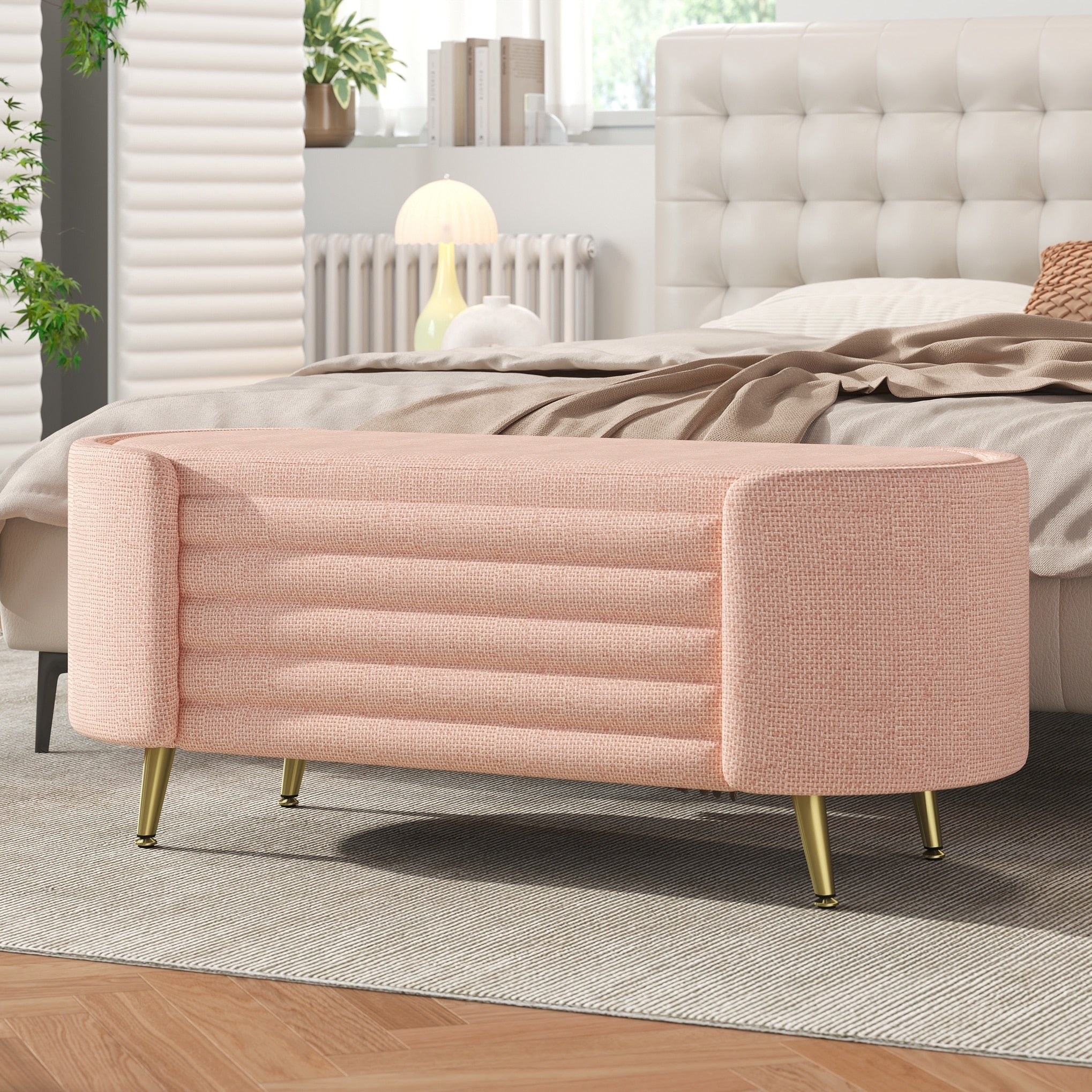 Modern Storage Ottoman Upholstered Storage Bench End Of Bed Bench Entryway