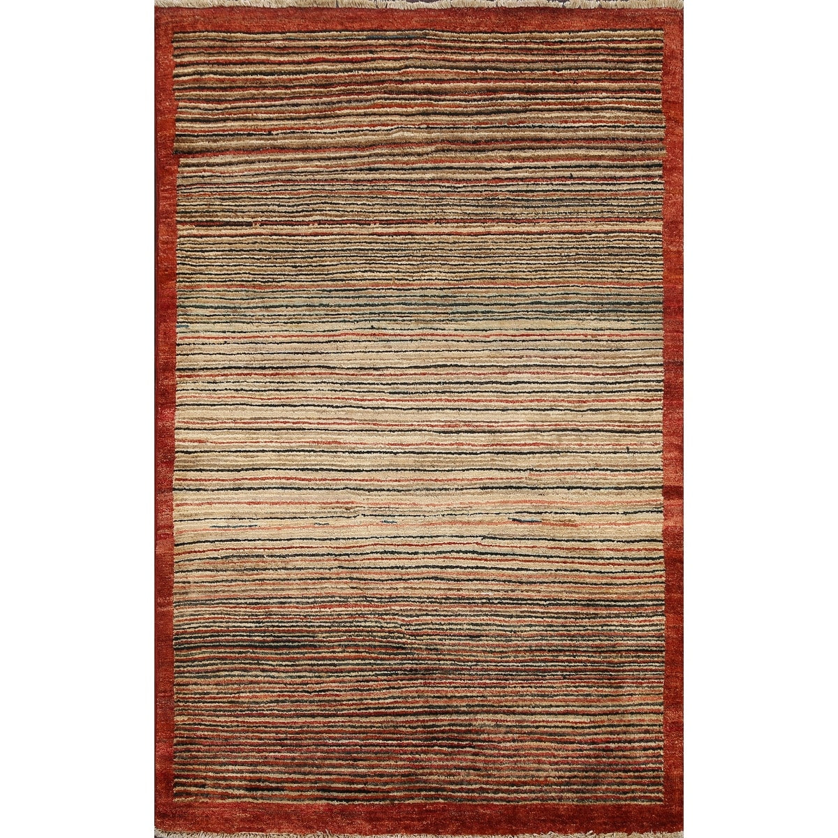 Modern Striped Gabbeh Kashkoli Oriental Area Rug Wool Handmade 33 X 48