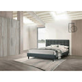Modern Style 1Pc Bed Set Biscuit Tufting Plastic Tapered Legs Charcoal Finish Bedroom Furniture
