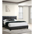 Modern Style 1Pc Bed Set Channel Tufted Built In Led Light Headboard Charcoal Finish Bedroom Furniture