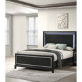 Modern Style 1Pc Bed Set Led Light Headboard Tapered Legs Black Finish Bedroom Furniture