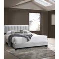 Modern Style 1Pc Bed Set Tapered Legs Channel Tufting Headboard Light Gray Finish Bedroom Furniture