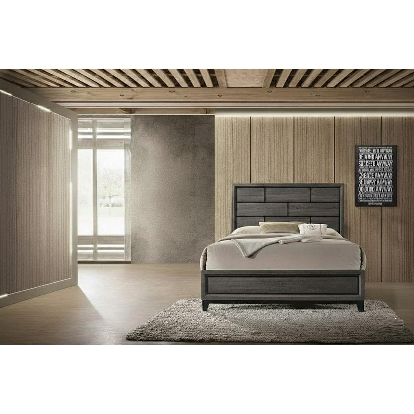 Modern Style 1Pc Bed Set Wooden Headboard Desin Tapered Legs Gray Finish Bedroom Furniture