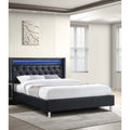 Modern Style 1Pc Queen Size Bed Set Led Light Diamond Button Tufted Headboard Black Finish Bedroom Furniture