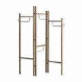 Modern Style 3 Panel Metal Screen With Hooks And Rod Hangings Brown